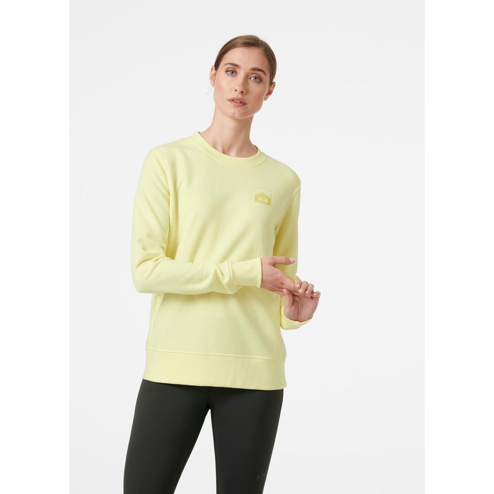 NWT Helly Hansen Light Yellow Nord Logo Crewneck Sweater Outdoors Sz S